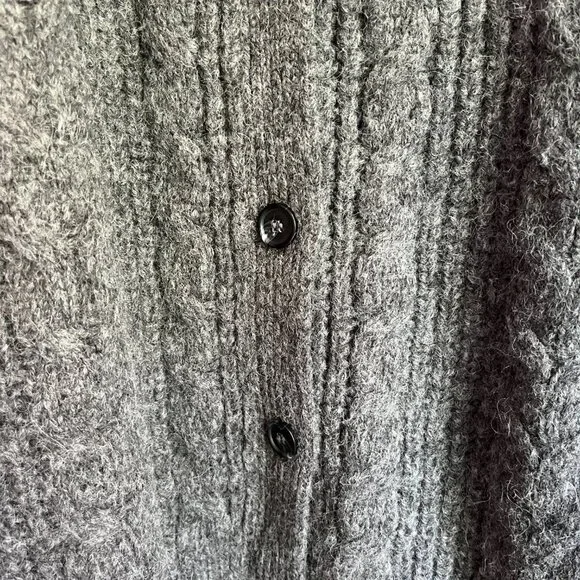 Jenni Kayne Wool & Alpaca Cable Cocoon Cardigan In Charcoal - Picture 6 of 7